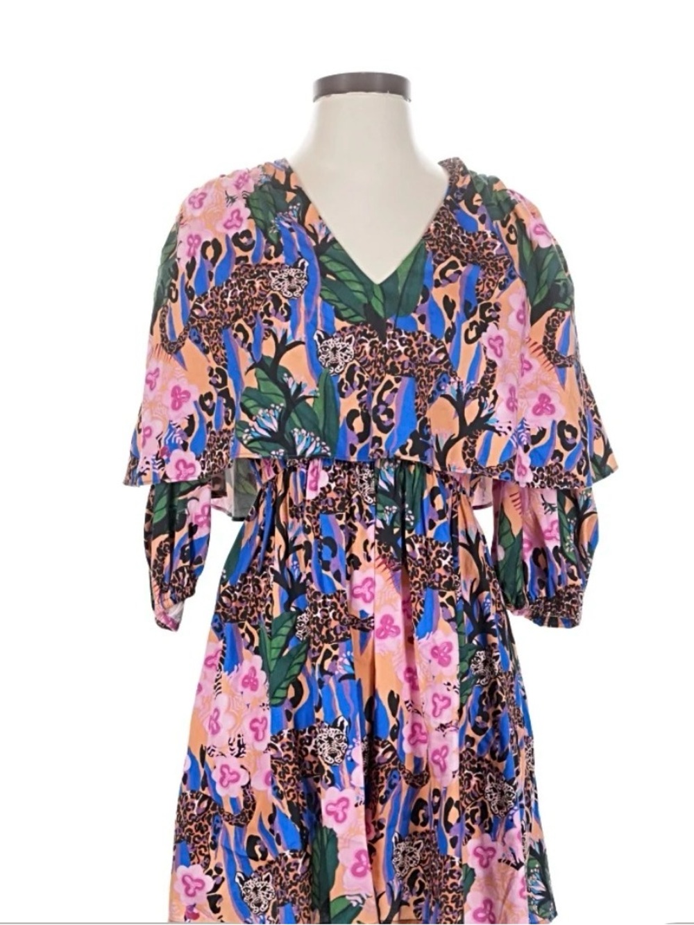 Vibrant Animal-Print Mini Dress in Pink & Blue fun for everyday or dress up